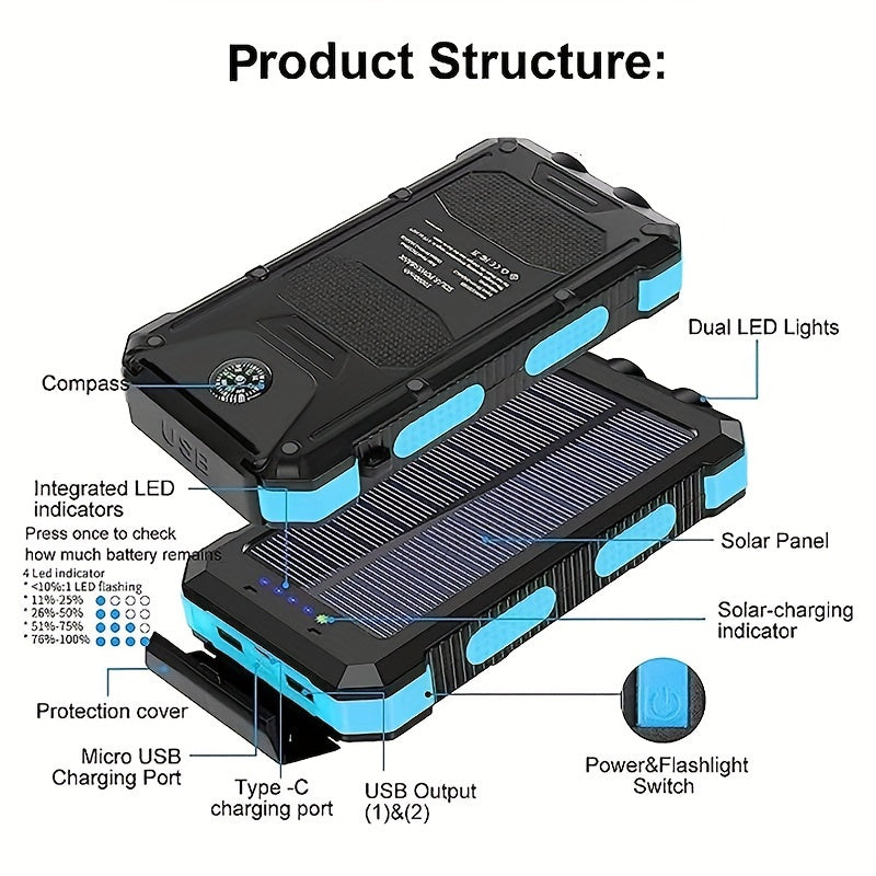 1pc, 8000mAh Portable Solar Cell Phone