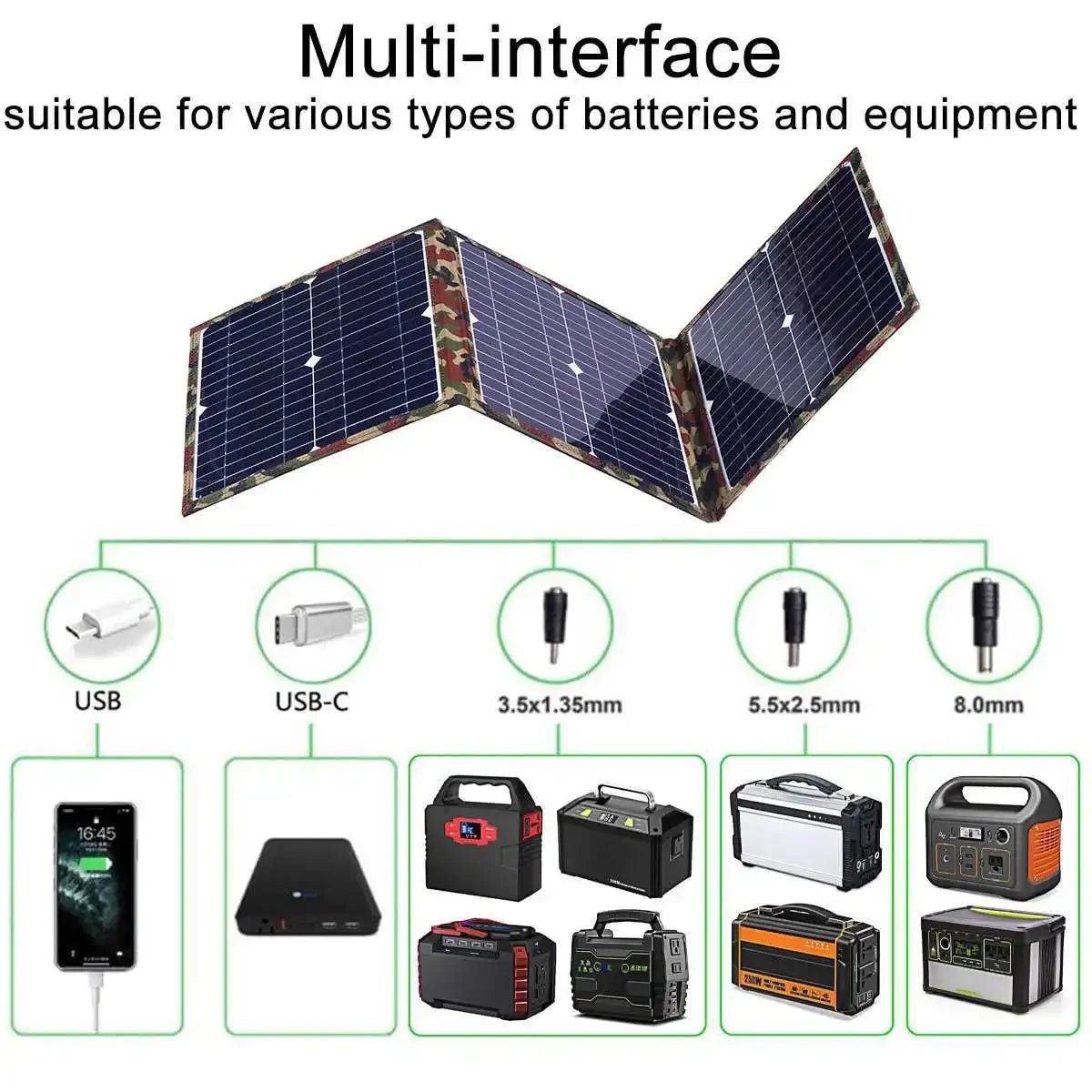 100 - 800W Foldable Solar Panel Kit Complete Solar Power Station MPPT Portable Generator Charger 18V for Camping Car Boat Caravan - 