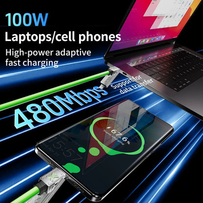 240W 4 - in - 1 Super Fast Charging Data Cable USB - C To Type - C Zinc Alloy Cable for Samsung Xiaomi Iphone - 