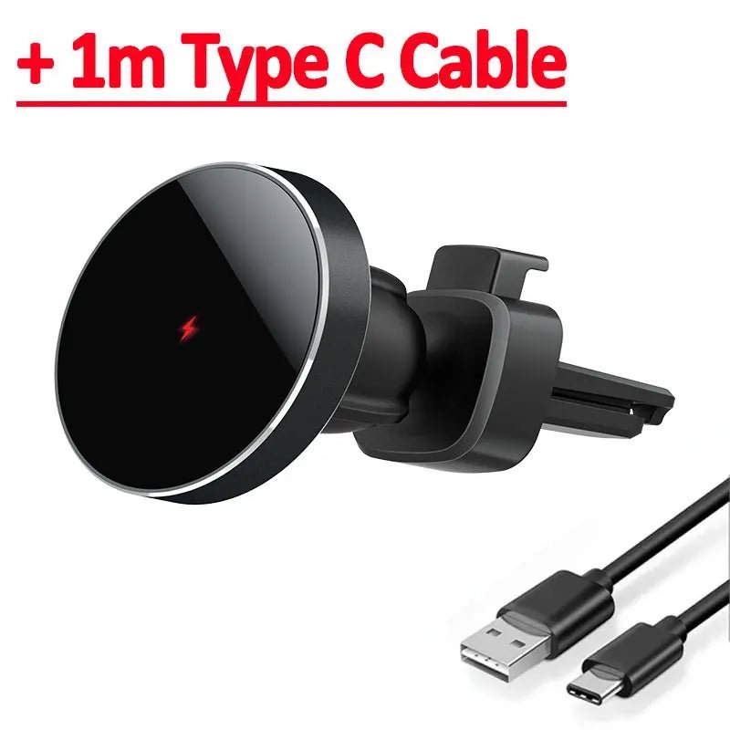 30W Magnetic Car Wireless Charger Phone Holder Stand for iPhone 15 14 13 12 11 Pro Max - 