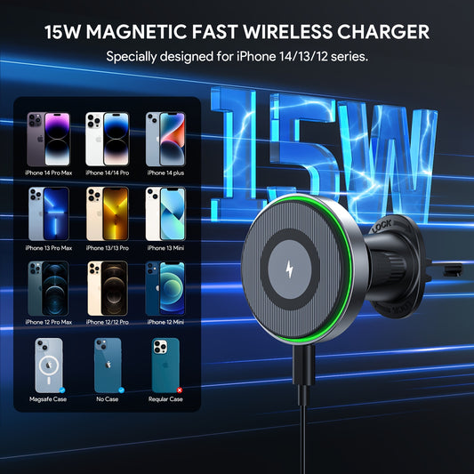 15W Magnetic Wireless Car Charger Phone Holder