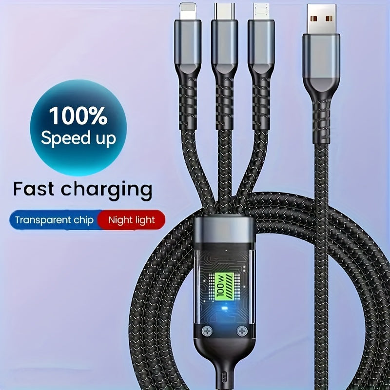 2pcs 3-in-1 Fast Charging Cable Bundle