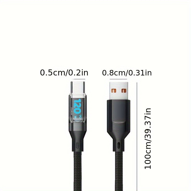 120W Super Fast Charging Cable Real-time Display