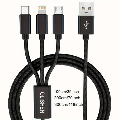 3-in-1 Fast Charging USB Cable For all Smartphones