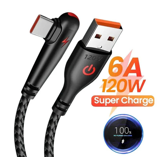 90 Degree Elbow Type C USB Fast Charging Cable for Huawei Mate 60 50 40 P60 P50 Honor Xiaomi Redmi POCO - 