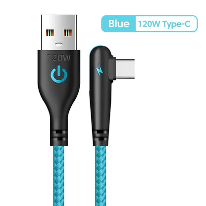 90 Degree Elbow Type C USB Fast Charging Cable for Huawei Mate 60 50 40 P60 P50 Honor Xiaomi Redmi POCO - 