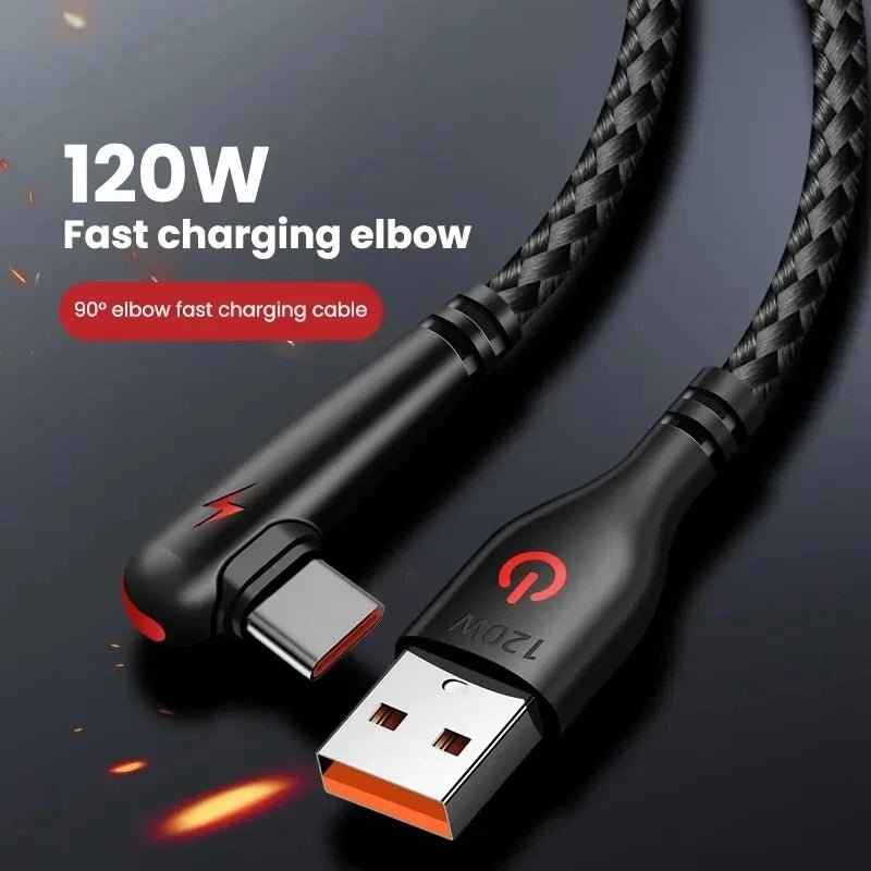 90 Degree Elbow Type C USB Fast Charging Cable for Huawei Mate 60 50 40 P60 P50 Honor Xiaomi Redmi POCO - 