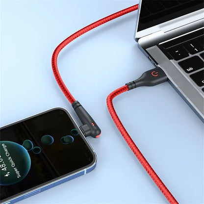 90 Degree Elbow Type C USB Fast Charging Cable for Huawei Mate 60 50 40 P60 P50 Honor Xiaomi Redmi POCO - 