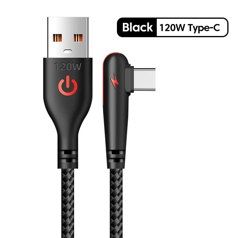 90 Degree Elbow Type C USB Fast Charging Cable for Huawei Mate 60 50 40 P60 P50 Honor Xiaomi Redmi POCO - 