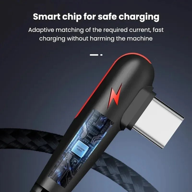 90 Degree Elbow Type C USB Fast Charging Cable for Huawei Mate 60 50 40 P60 P50 Honor Xiaomi Redmi POCO - 