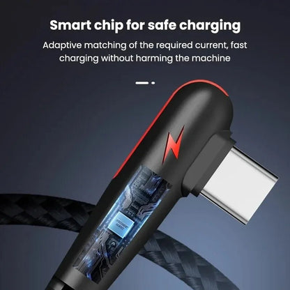 90 Degree Elbow Type C USB Fast Charging Cable for Huawei Mate 60 50 40 P60 P50 Honor Xiaomi Redmi POCO - 