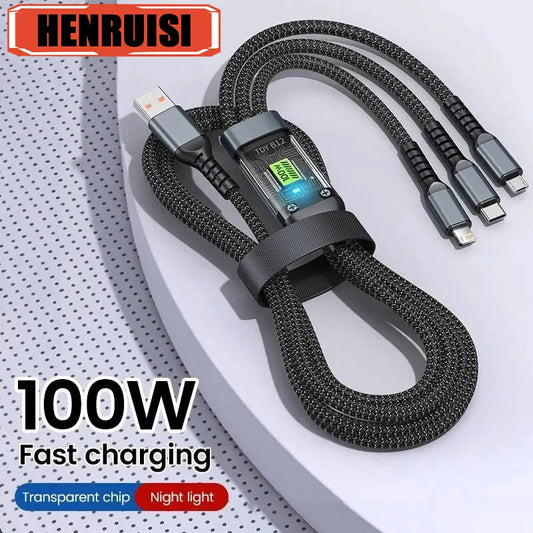 3 In1 100W Data Cable Phone Charging Cable