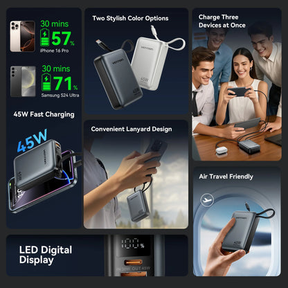 Vention 20000mAh Power Bank 45W Fast Charging Portable Charger For Xiaomi iPhone Pro Max Samsung Galaxy