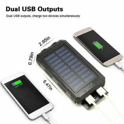 Solar Power Bank 200000mAh Portable LED Light Outdoor Waterproof External USB Charger for iPhone Samsung Xiaomi