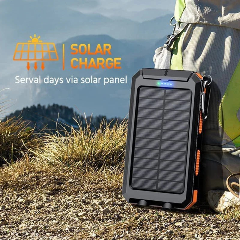 TUODES 20000mAh Solar Power Bank Capacity Waterproof Portable Charger With Solar Panel For iPhone Huawei Samsung Xiaomi