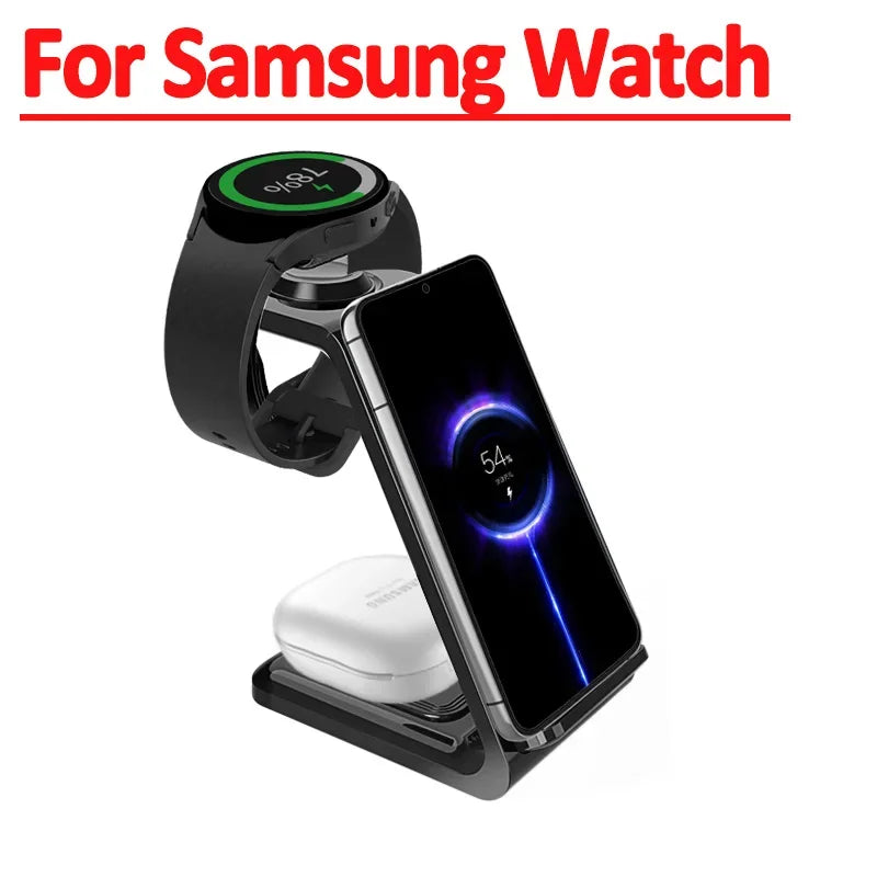 30W Fast Wireless Charging Stand 3 In 1 For IPhone 15 14 13 8 Samsung S20 S21 Galaxy 6 5 Apple Watch 8 7 Earphones