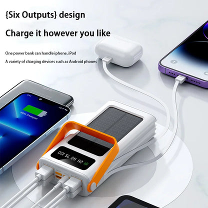 OnePlus 200000mAh Solar Power Bank With Built In Cables High Capacity LED Light For iPhone Fast Charging