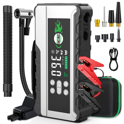 8000A Booster Battery 26800mAh Jump Starter (up to All Petrol, Diesel Engine 10.0L), with USB Charging Port, LED Light