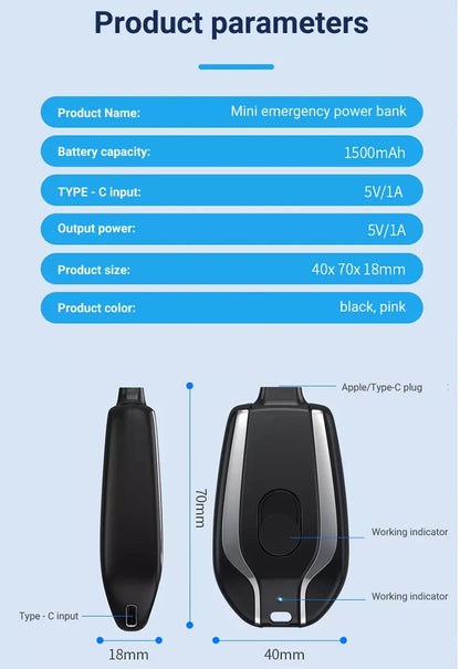 1500mAh Portable Mini  Power Bank