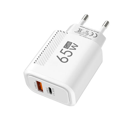 65W GaN USB Type C Charger PD 3.0 Quick Charge Wall Charger With US EU Plugs For iPhone Samsung