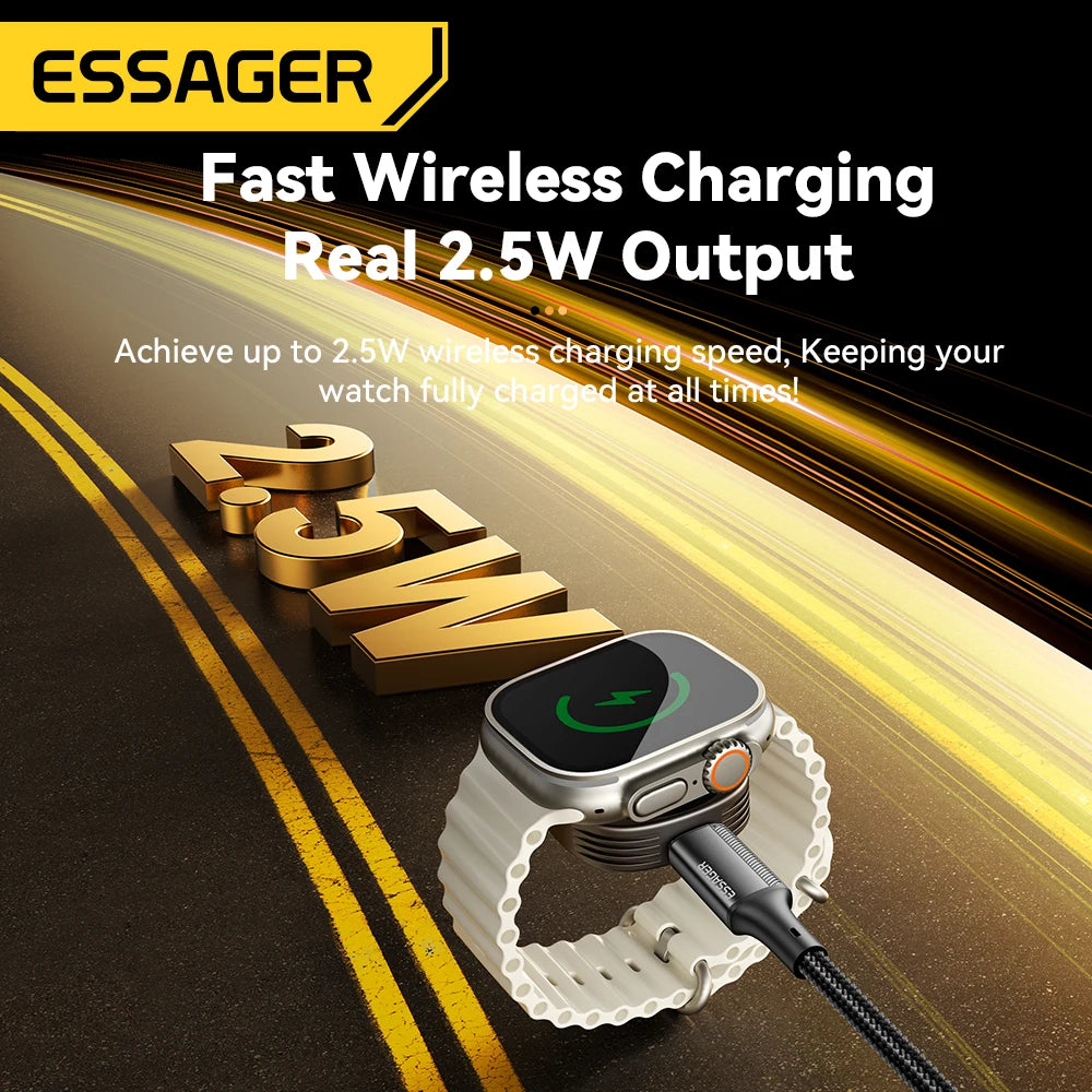 Essager Magnetic Wireless Charger For Apple Watch 9 8 7 6 5 4 SE Ultra Fast Charging Station Dual Port