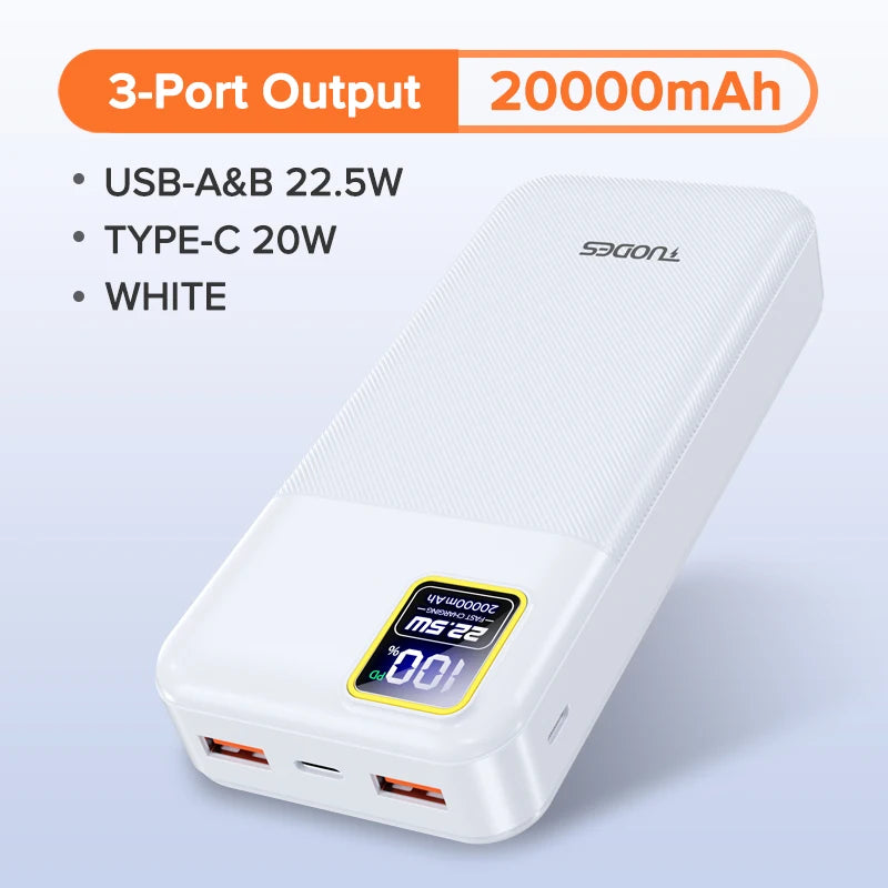 Tuodes 20000mAh Power Bank PD 20W Fast Charging Portable Charger For IPhone Samsung Xiaomi