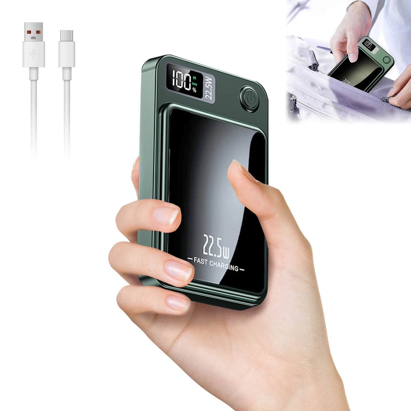 10000mAh MagSafe Wireless Power Bank With PD 22W Fast Charging For iPhone 15 14 13 12 Pro Max AirPods 3 2