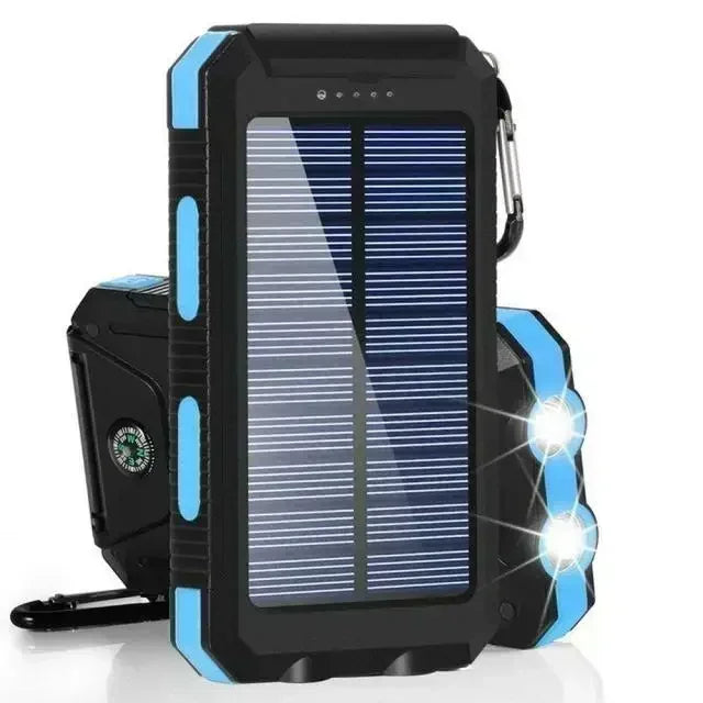Solar Power Bank Waterproof Large Capacity External Battery Fast Charging With SOS For IPhone Samsung Xiaomi