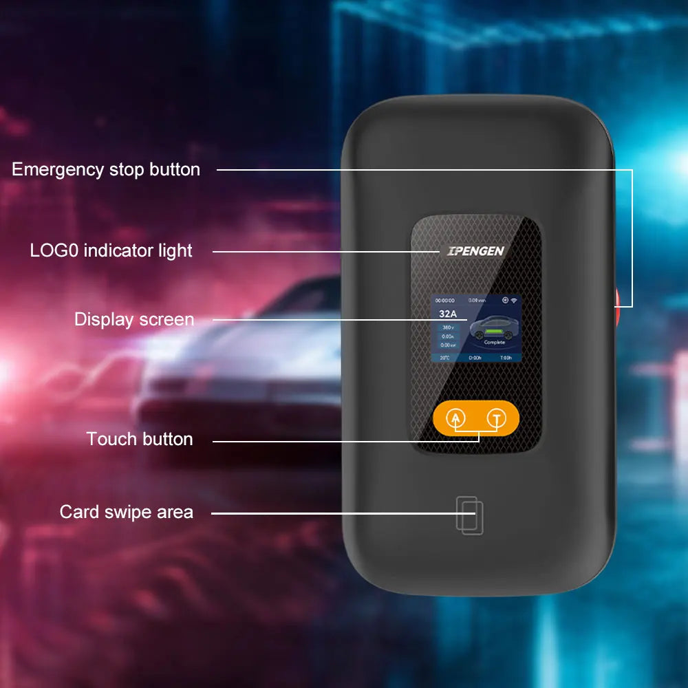 IPENGEN Type1 EV Charger Station 32A 40A 50A EVSE Wallbox With App Control 7.6kW 9.6kW 12kW IP55 ABS 5m Cable