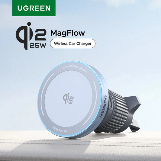 UGREEN Qi2 Magnetic Car Phone Holder Wireless Charger Stand 25W 15W For iPhone 17 16 15 Pro Max MagSafe