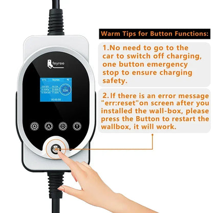 Feyree Type 2 EV Charger Wallbox 32A 1P And 3P With Smart App WiFi Control IP66 5m Cable Wall Mounted