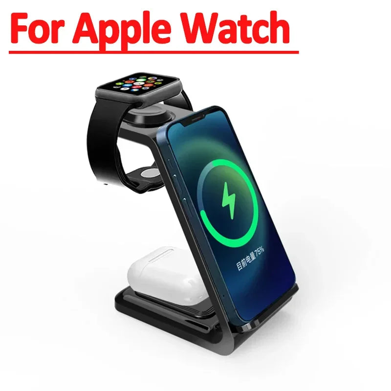 30W Fast Wireless Charging Stand 3 In 1 For IPhone 15 14 13 8 Samsung S20 S21 Galaxy 6 5 Apple Watch 8 7 Earphones