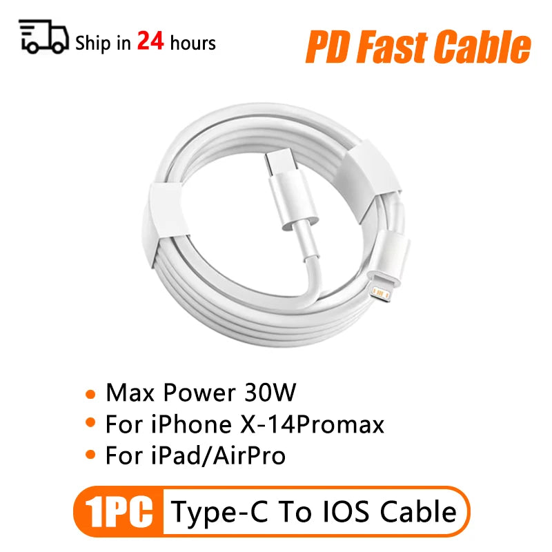 PD 60W USB C To USB C Fast Charging Cable 2M Type C For iPhone iPad Android USB C Devices Premium