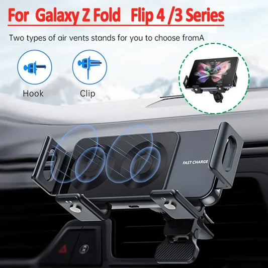 Dual Coil Fold Screen Car Wireless Charger Vent Mount