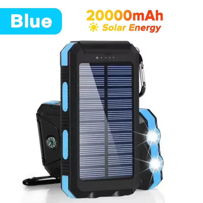 TUODES 20000mAh Solar Power Bank Capacity Waterproof Portable Charger With Solar Panel For iPhone Huawei Samsung Xiaomi
