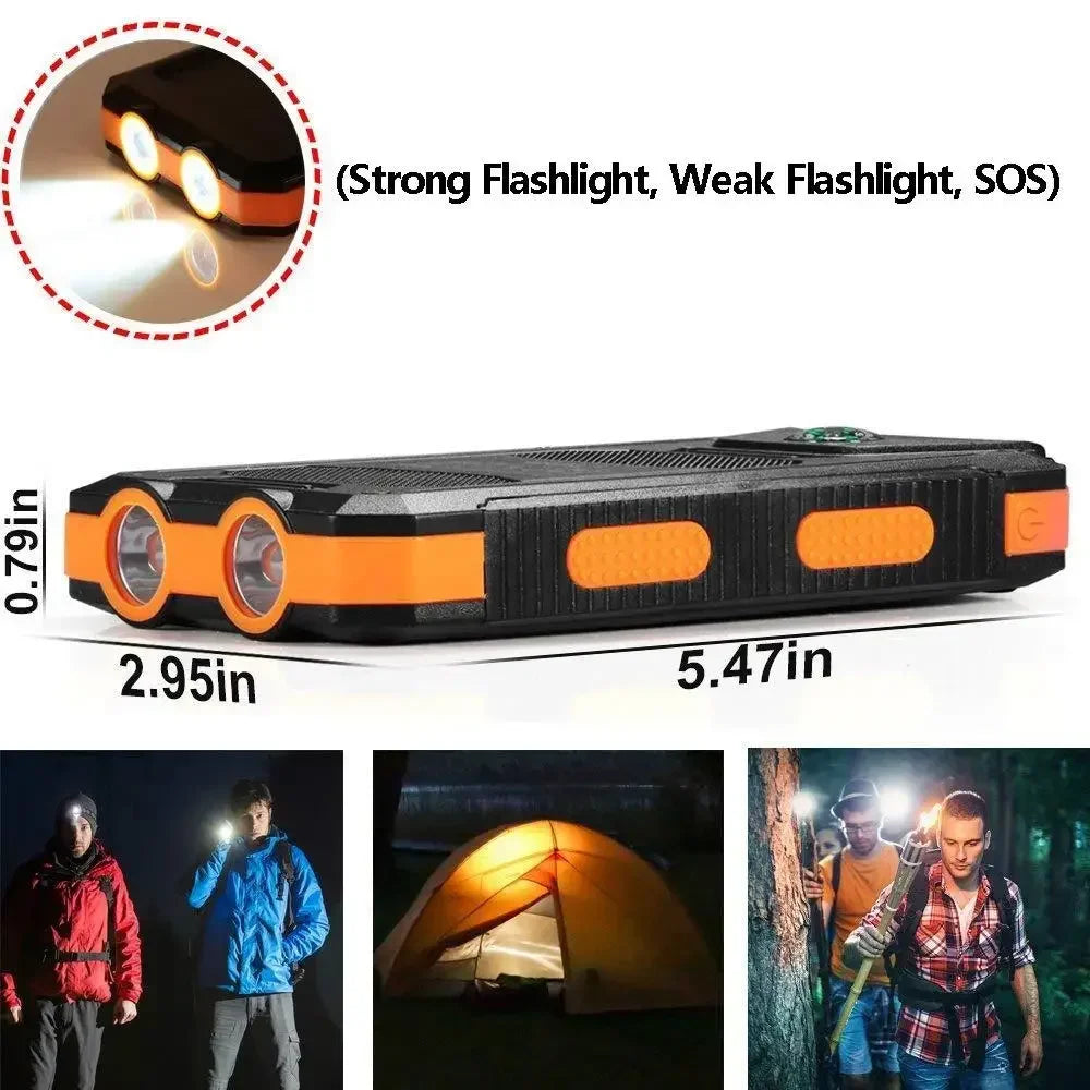 Solar Power Bank 200000mAh Portable LED Light Outdoor Waterproof External USB Charger for iPhone Samsung Xiaomi