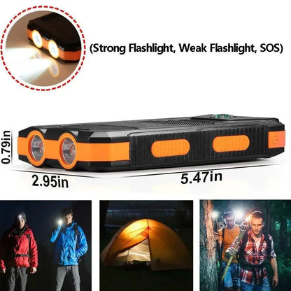 Solar Power Bank 200000mAh Portable LED Light Outdoor Waterproof External USB Charger for iPhone Samsung Xiaomi