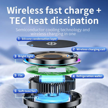 15W Ice Cooling Magnetic Wireless Car Charger