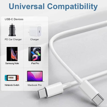 PD 60W USB C To USB C Fast Charging Cable 2M Type C For iPhone iPad Android USB C Devices Premium