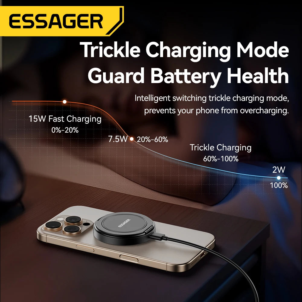 Essager 15W Magnetic Wireless Charger Pad Stand For iPhone 15 14 AirPods With USB Type C Dock Station