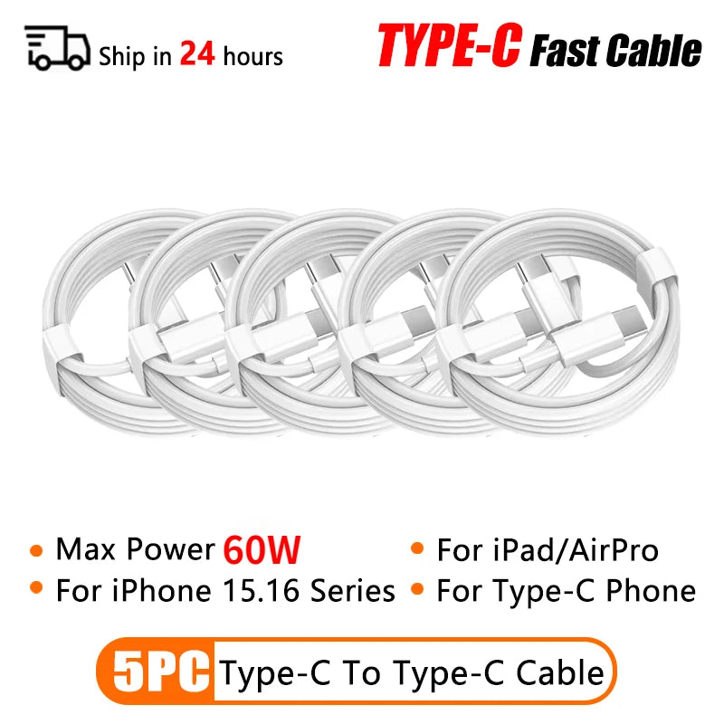 PD 60W USB C To USB C Fast Charging Cable 2M Type C For iPhone iPad Android USB C Devices Premium