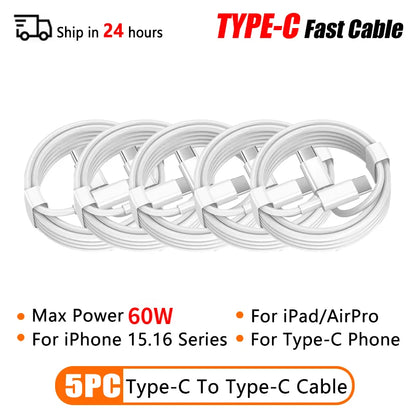 PD 60W USB C To USB C Fast Charging Cable 2M Type C For iPhone iPad Android USB C Devices Premium