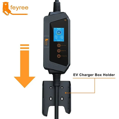 Feyree Type 2 EV Charger 32A 7kW Portable with Smart App WiFi Control 5m Cable IP66 Holder Included