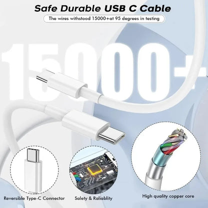 PD 60W USB C To USB C Fast Charging Cable 2M Type C For iPhone iPad Android USB C Devices Premium