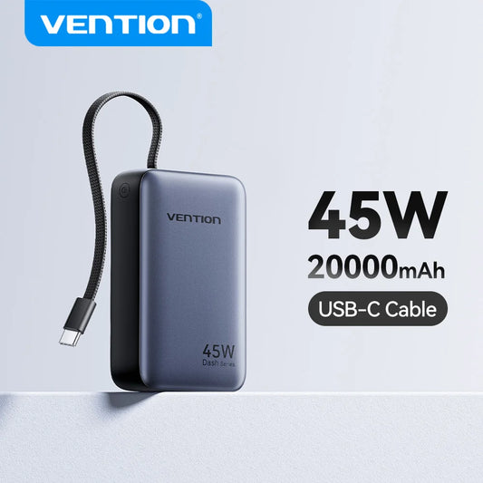 Vention 20000mAh Power Bank 45W Fast Charging Portable Charger For Xiaomi iPhone Pro Max Samsung Galaxy