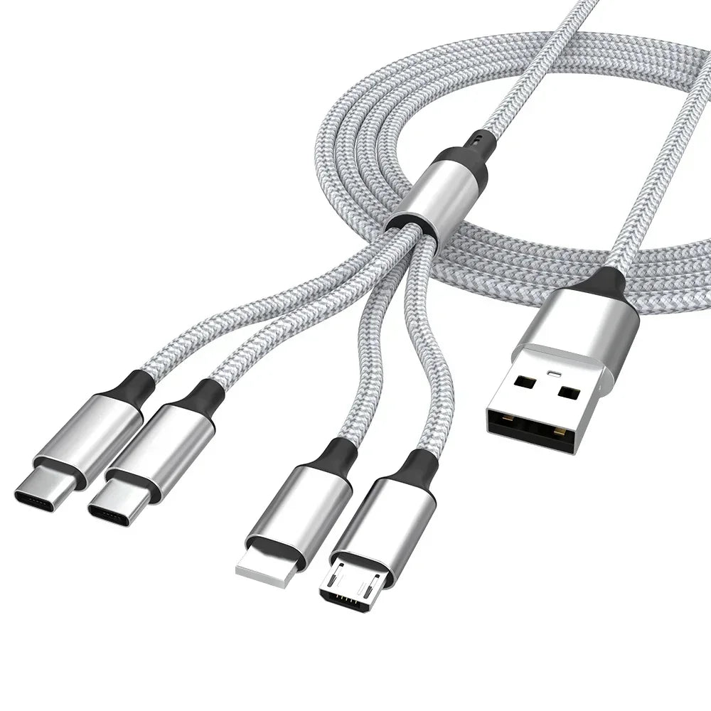 4 In 1 Charging Cable USB Fast Charge Data Sync For iPhone Android Type C Huawei Micro USB