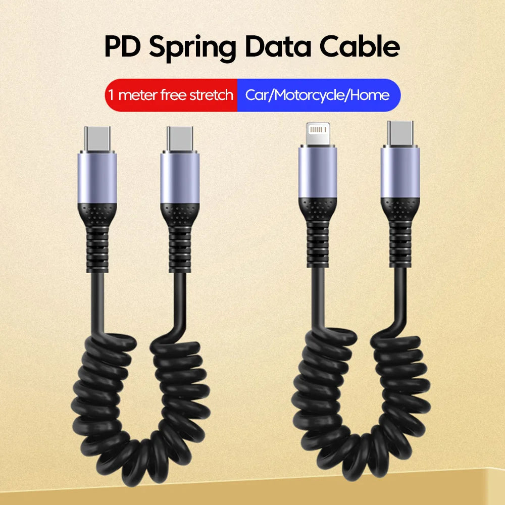 25CM To 1M Car Spring Data Cord 6A Short Fast