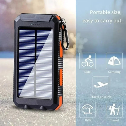 VIVO 200000mAh Waterproof Outdoor Solar Power Bank With Dual USB Charger For Camping And Travel