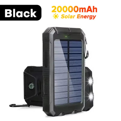 TUODES 20000mAh Solar Power Bank Capacity Waterproof Portable Charger With Solar Panel For iPhone Huawei Samsung Xiaomi