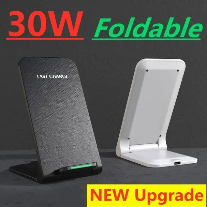 30W Wireless Charger Stand Pad For iPhone 16 15 14 13 12 Pro Samsung Xiaomi Induction Fast Charging Dock Station